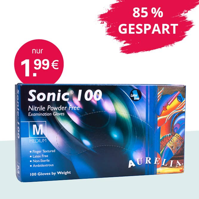 Aurelia Sonic blue Einmalhandschuhe aus Nitril, jetzt mit 85% Rabatt! | Geiz Dental
